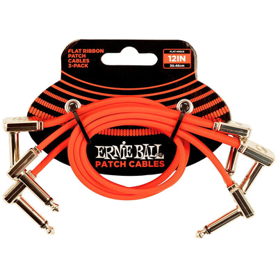 Ernie Ball Flat Ribbon Patch Cables - Red - 12 Inch - 3 Pack - 1
