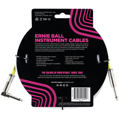 Ernie Ball P06049 Classic Straight to Right Angle Instrument Cable - 10 Foot - White - 2