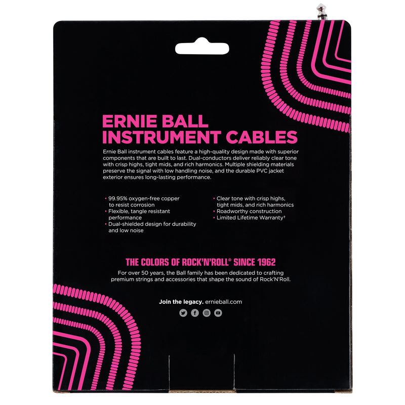 Ernie Ball P06045 Ultraflex Coiled Straight to Right Angle Instrument Cable - 30 Foot - White - 3
