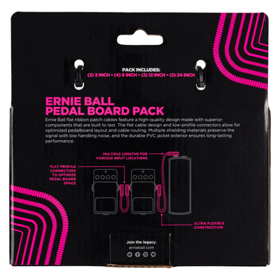Ernie Ball P06224 Flat Ribbon Right Angle to Right Angle Instrument Patch Cables - Multi Pack - Black - 3