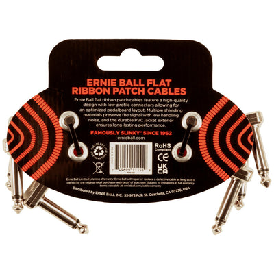 Ernie Ball Flat Ribbon Patch Cables - Red - 3 Inch - 3 Pack - 2