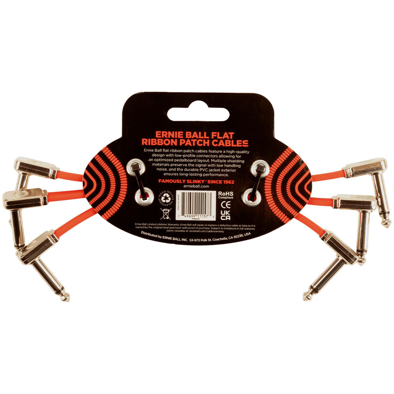 Ernie Ball Flat Ribbon Patch Cables - Red - 6 Inch - 3 Pack - 2