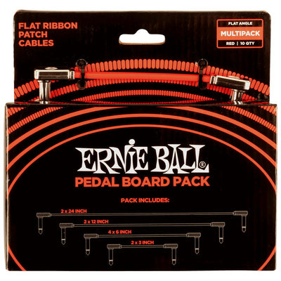Ernie Ball Flat Ribbon Patch Cables - Red - Multi-Size - 10 Pack