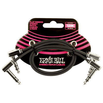 Ernie Ball Flat Ribbon Stereo Patch Cables - Black - 12 Inch - 1