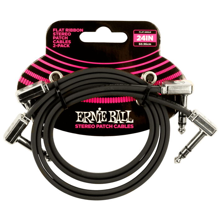 Ernie Ball Flat Ribbon Stereo Patch Cables - Black - 24 Inch - 1