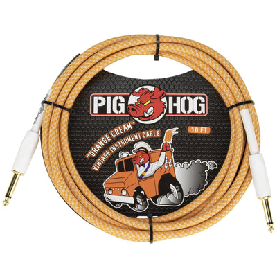 Pig Hog 2.0 Straight to Straight Instrument Cable - 10 Foot - Orange Cream - 1