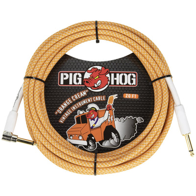 Pig Hog 2.0 Straight to Right Angle Instrument Cable - 20 Foot - Orange Cream - 1