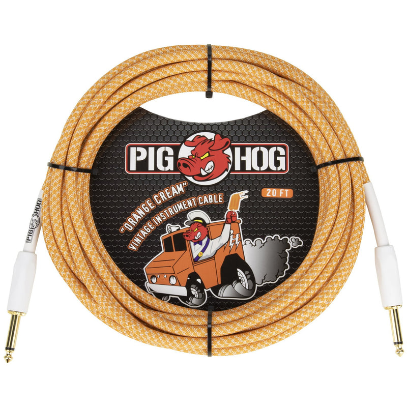 Pig Hog 2.0 Straight to Straight Instrument Cable - 20 Foot - Orange Cream - 1