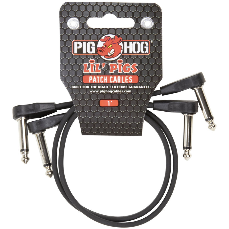 Pig Hog Lil Pigs Low Profile Right Angle to Right Angle Patch Cables - 1 Foot - 2-Pack - 1