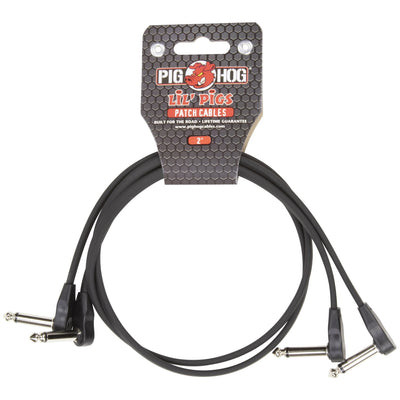 Pig Hog Lil Pigs Low Profile Right Angle to Right Angle Patch Cables - 2 Foot - 2-Pack - 1