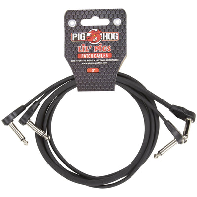 Pig Hog Lil Pigs Low Profile Right Angle to Right Angle Patch Cables - 3 Foot - 2-Pack - 1